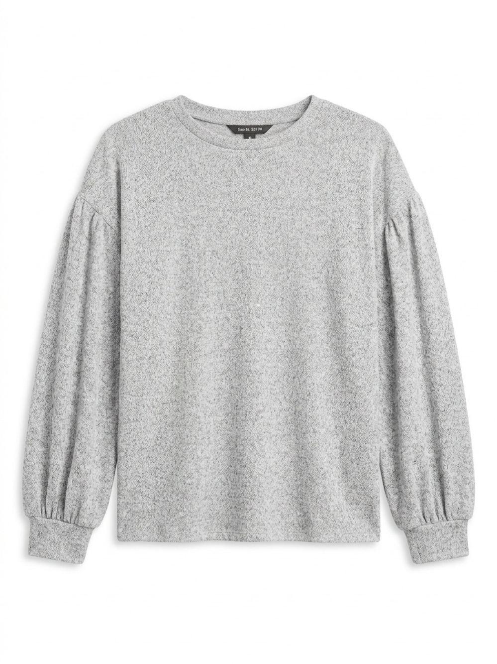 Dunne’s Super Soft Grey Sweater with 3/4 Sleeve and Jewel Accents